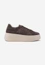 Ciemnobrązowe Sneakersy z Naturalnego Zamszu na Platformie Nalirette