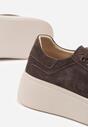 Ciemnobrązowe Sneakersy z Naturalnego Zamszu na Platformie Nalirette