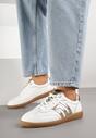 Białe Sneakersy Tenisówki ze Skóry Naturalnej z Geometrycznym Wzorem Carolie