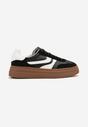 Czarne Zamszowe Sneakersy Tenisówki Ozdobione Geometrycznym Motywem Nalivette