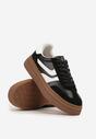 Czarne Zamszowe Sneakersy Tenisówki Ozdobione Geometrycznym Motywem Nalivette