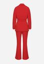Czerwony Komplet o Garniturowym Kroju z Marynarką z Wiązaniem i Spodniami Falestra