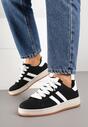 Czarno-Białe Sneakersy z Geometrycznym Wzorem Rillomia