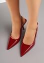 Bordowe Lakierowane Czółenka na Kaczuszce Slingback Silvesa