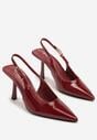 Bordowe Lakierowane Czółenka na Kaczuszce Slingback Silvesa