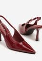 Bordowe Lakierowane Czółenka na Kaczuszce Slingback Silvesa