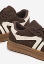 Brązowe Sneakersy Tenisówki Ozdobione Geometrycznym Wzorem Shie