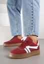 Bordowe Sneakersy Tenisówki Ozdobione Geometrycznym Wzorem Shie