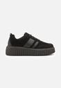 Czarne Sneakersy na Tłoczonej Platformie z Paskami Rilasena