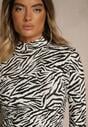 Czarno-Biała Bluzka z Bawełny Typu Longsleeve z Golfem w Zebrę Cralissa