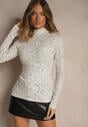 Biała Bawełniana Bluzka z Golfem Typu Longsleeve w Groszki Neatte