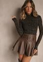 Czarna Bawełniana Bluzka z Golfem Typu Longsleeve w Groszki Neatte