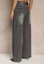 Szare Jeansy High Waist o Szerokim Kroju Tessine