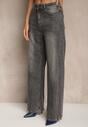 Szare Jeansy High Waist o Szerokim Kroju Tessine