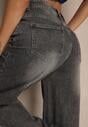 Szare Jeansy High Waist o Szerokim Kroju Tessine