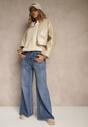 Niebieskie Jeansy High Waist z Szeroką Nogawką Elzaria