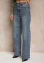 Niebieskie Jeansy Dzwony High Waist Selphire