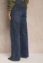 Niebieskie Jeansy High Waist o Szerokim Kroju Orrisalla
