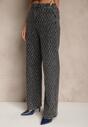 Szare Szerokie Jeansy High Waist z Cyrkoniowymi Zdobieniami Zarilene