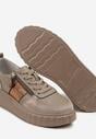 Szare Sneakersy ze Skóry Naturalnej z Metalicznym Zdobieniem Zorentee