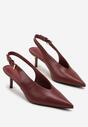 Bordowe Czółenka Typu Slingback na Szpilce Latinea
