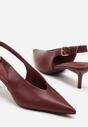 Bordowe Czółenka Typu Slingback na Szpilce Latinea