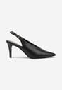 Czarne Sandały Slingback na Obcasie Typu Szpilka Latira