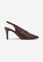 Brązowe Sandały Slingback na Obcasie Typu Szpilka Latira