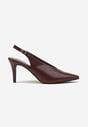 Bordowe Sandały Slingback na Obcasie Typu Szpilka Latira