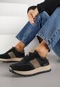 Czarno-Brązowe Sneakersy na Platformie z Tłoczeniem Tillivalle