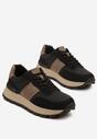 Czarno-Brązowe Sneakersy na Platformie z Tłoczeniem Tillivalle