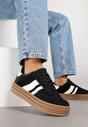 Czarne Sneakersy Typu Kultowe Tenisówki na Niskiej Platformie Tulafia