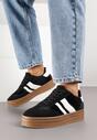 Czarne Sneakersy Typu Kultowe Tenisówki na Niskiej Platformie Tulafia
