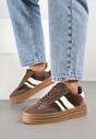 Brązowe Sneakersy Typu Kultowe Tenisówki na Niskiej Platformie Tulafia