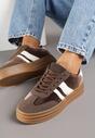 Brązowe Sneakersy Typu Kultowe Tenisówki na Niskiej Platformie Tulafia