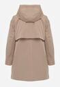 Ciemnobeżowa Kurtka Parka Ozdobiona Sznurkami przy Odpinanym Kapturze Loriballe
