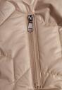 Beżowa Przejściowa Kurtka z Kapturem Zdobiona Pikowaniem Fesulia