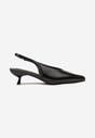 Czarne Czółenka Slingback na Obcasie Typu Kaczuszka Latorra