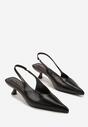 Czarne Czółenka Slingback na Obcasie Typu Kaczuszka Latorra