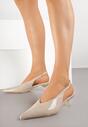Beżowe Czółenka Slingback na Obcasie Typu Kaczuszka Latorra