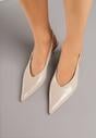 Beżowe Czółenka Slingback na Obcasie Typu Kaczuszka Latorra