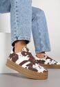 Brązowe Sneakersy w Stylu Klasycznych Tenisówek na Platformie Nallania