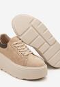 Beżowe Sneakersy na Platformie z Naturalnego Zamszu Latavesa