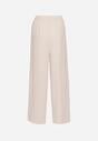 Beżowe Szerokie Spodnie z Wiskozą z Gumką w Pasie Lealirre