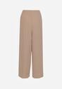 Ciemnobeżowe Szerokie Spodnie z Wiskozą z Gumką w Pasie Lealirre