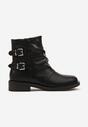 Czarne Botki Typu Biker Boots ze Sprzączkami Tulianelle