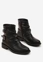 Czarne Botki Typu Biker Boots ze Sprzączkami Tulianelle