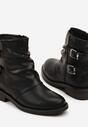 Czarne Botki Typu Biker Boots ze Sprzączkami Tulianelle