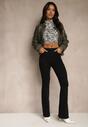 Czarne Jeansy Regular Waist o Fasonie Flare Vemia