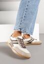 Ciemnobeżowe Sneakersy Tenisówki z Geometrycznym Motywem Fesindia